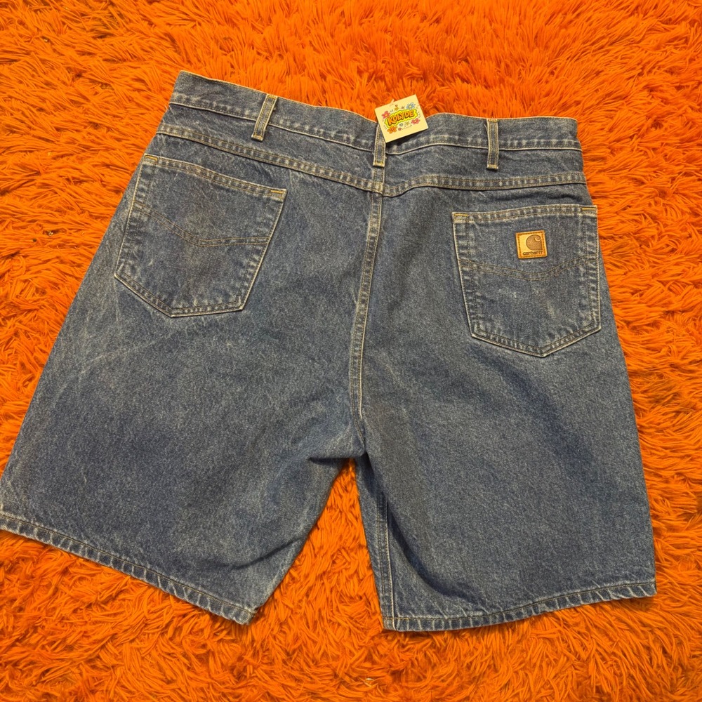 Carhartt B26DST Mens Denim Work Shorts Stonewash Blue Size 40 Relaxed Fit